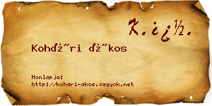 Kohári Ákos névjegykártya