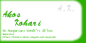 akos kohari business card